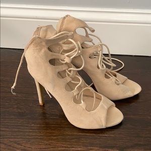 Tan tie up heels